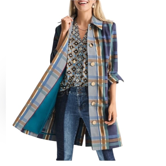 CAbi Jackets & Blazers - CABI Style #6248 Highclere Trench 100% cotton plaid trench coat NWOT- sz Medium